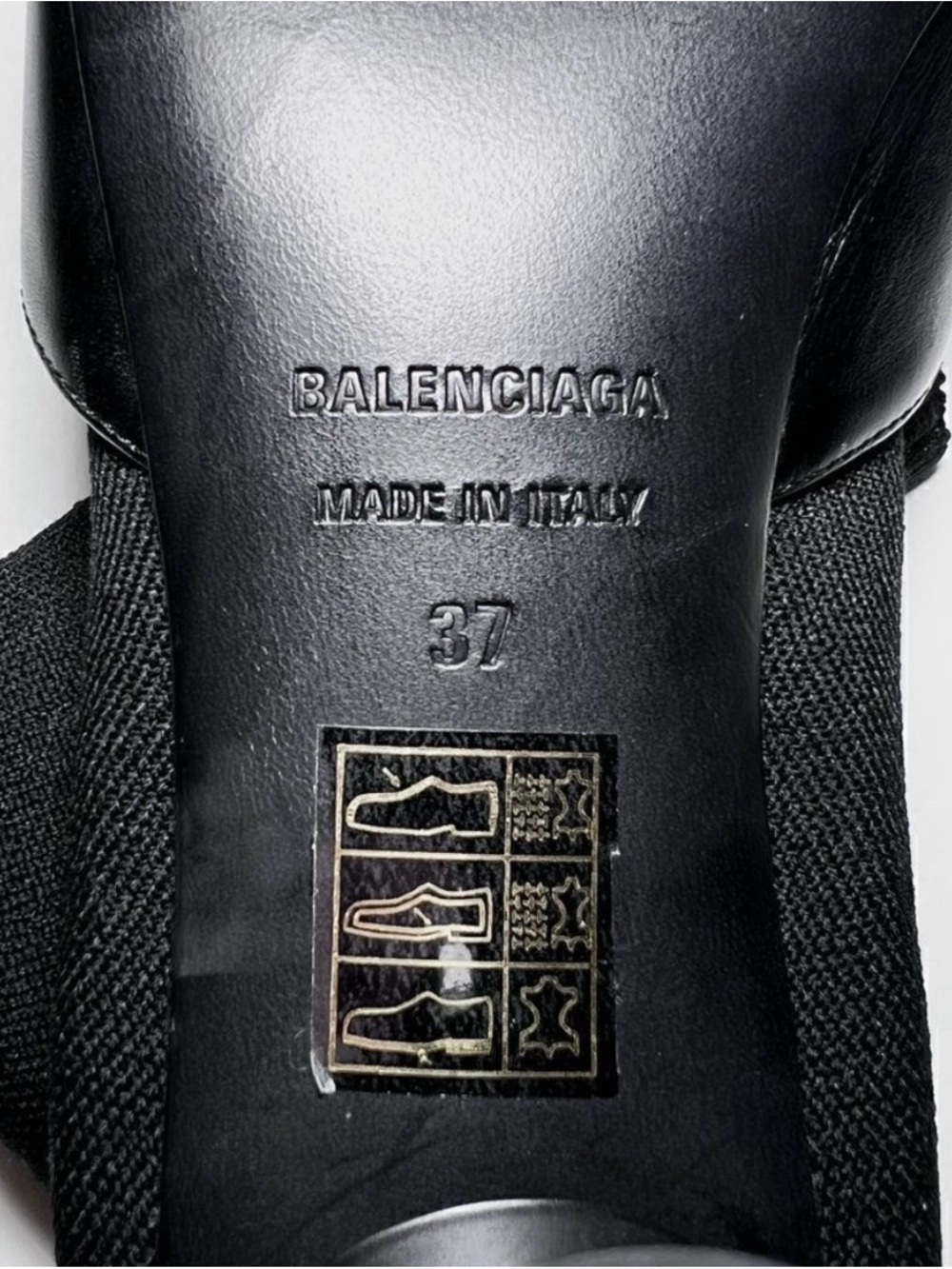 Balenciaga Black Knit Sock-Heel Mule with Logo - Picture 6 of 7